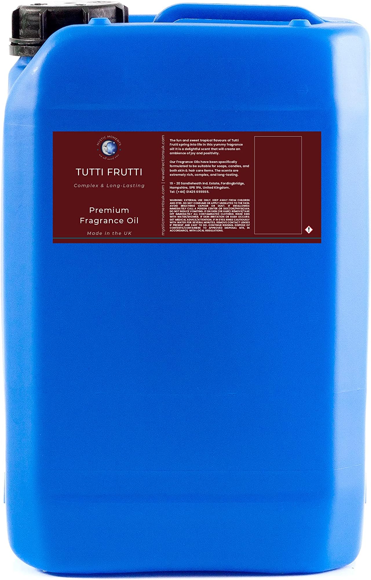 Mystic Moments | Tutti Frutti Fragrance Oil | 5Kg | Tutti Frutti notes create a sweet mixed fruit scent for candles, soaps, wax melts and diffusers.