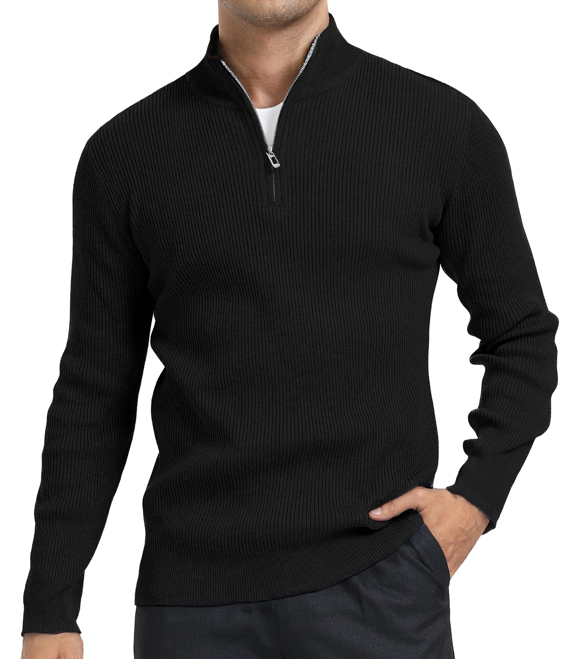 DAFENP Herren Rollkragenpullover Strickpullover Zip Pullover Winterpullover Turtleneck Pulli Arbeitspullover Warm Winter Langarmshirt Sweater
