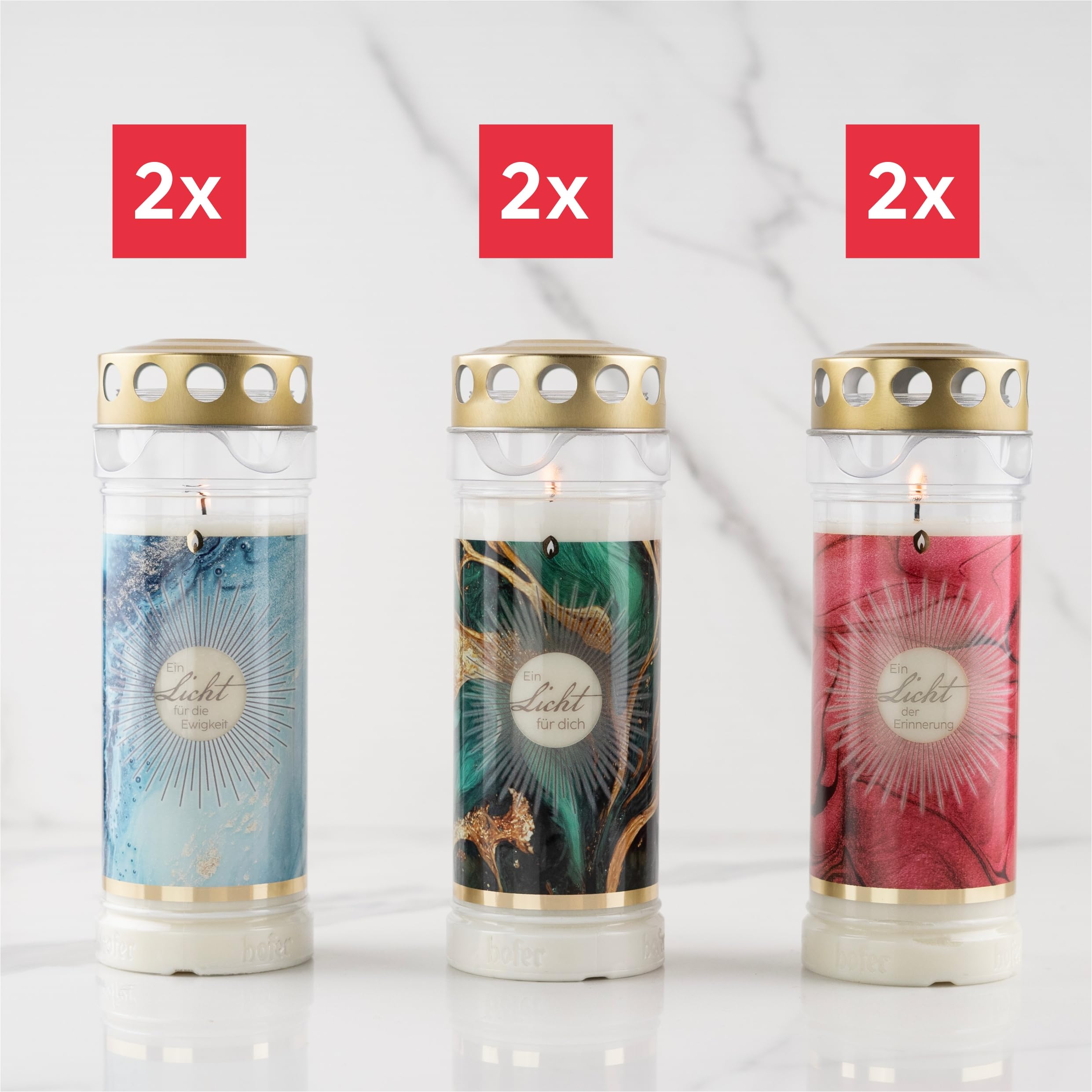 HOFER Grabkerzen, Grablicht, Brenndauer ca. 7 Tage, LICHT SELECT, 6 Stk.