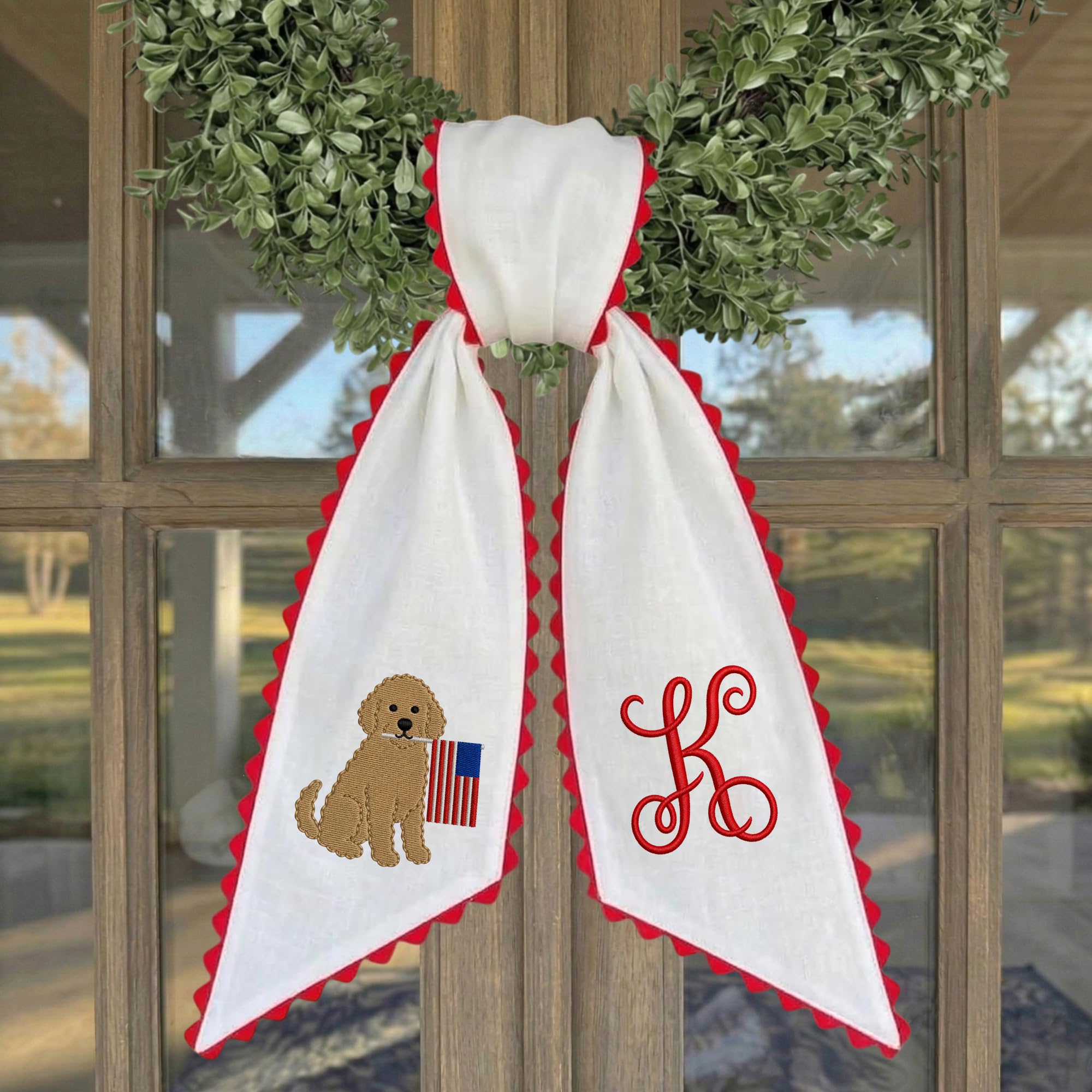 MDPrints Global Monogram Wreath Sash - bows and ribbons | Mubboo