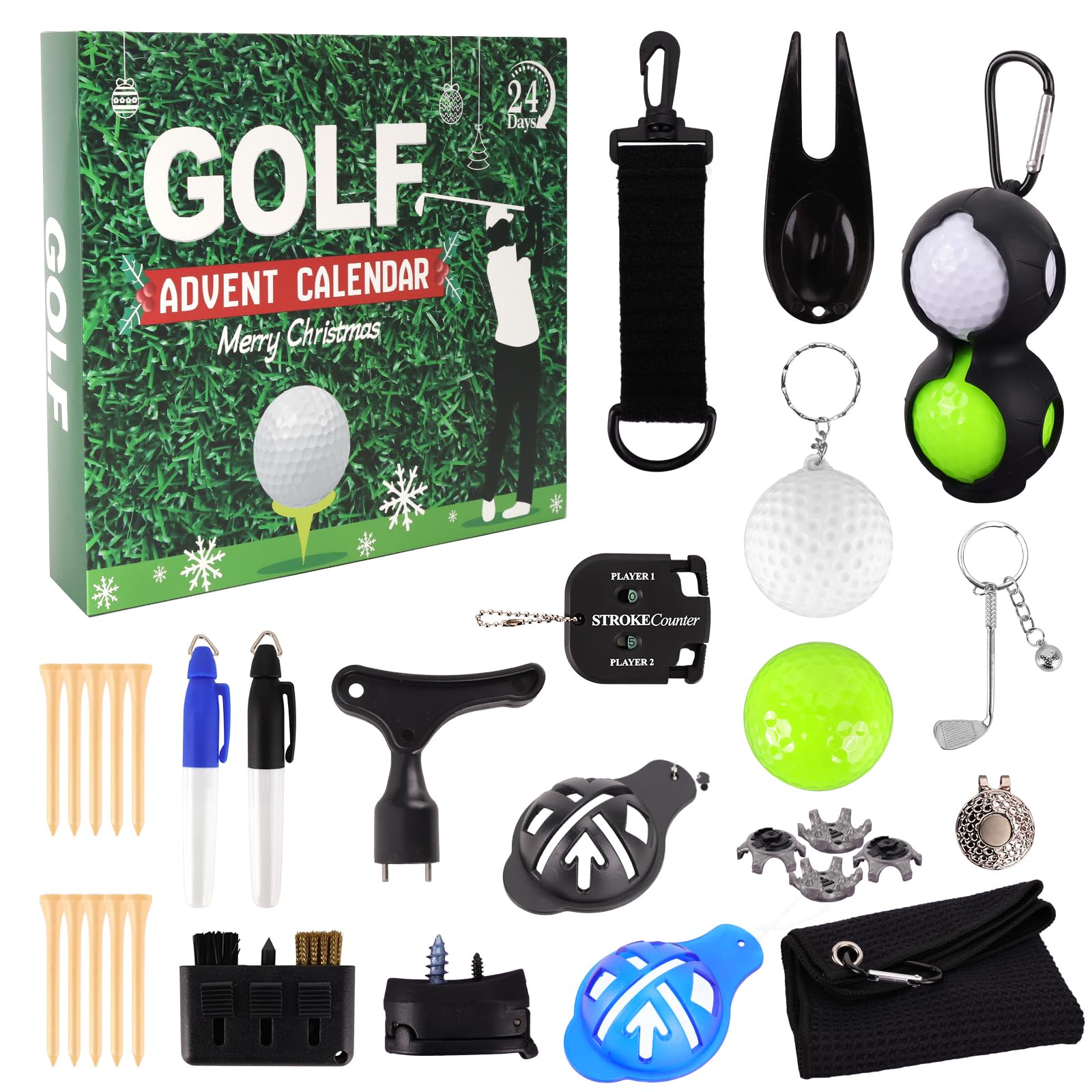 Calendario dell'Avvento da golf, da uomo, 2025 – 24 giorni, con accessori da golf, palline da golf, marito o fidanzato