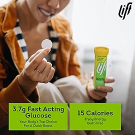 Lift Glucose Fast-Acting Glucose Chewable Energy Tablets, Lemon & Lime, 10 ct Tube (Pack of 12)