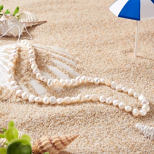 Miniatura 10 de Beadthoven - 140 unidades de 2 hebras de perlas de agua dulce cultivadas naturales de 4 a 0.197 in, cuentas de perlas irregulares sueltas negras