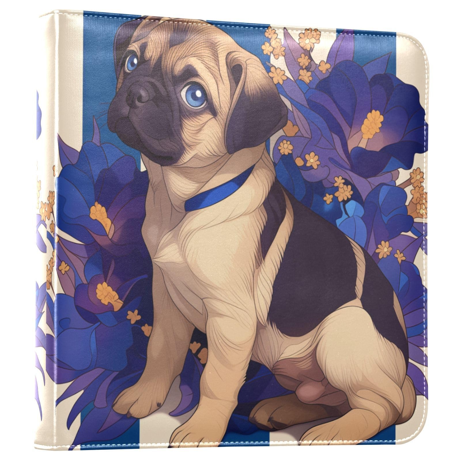 Kigai Cute Dogs Photo Album Self Adhesive Scrapbook Album Leather Cover DIY Picture Scrap Book with 20 Adhesive Sheets, 11.8x24x0.8 inch