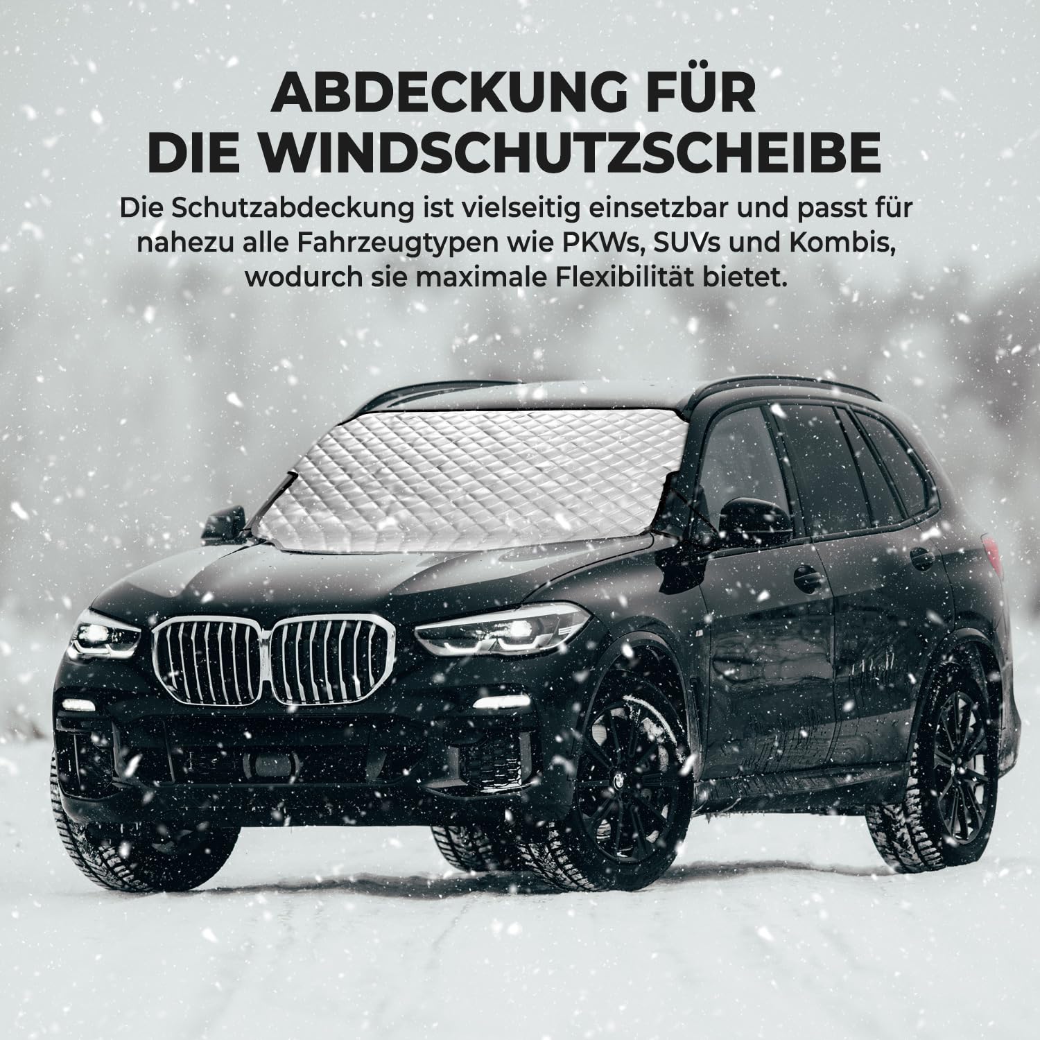 Copertura per parabrezza invernale pieghevole 195 x 125 cm per auto SUV protezione contro neve gelo polvere UV