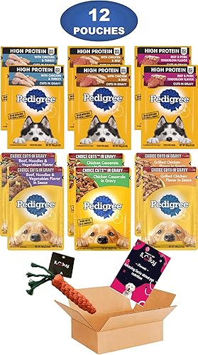 Miniatura 2 de Pedigree - Paquete de comida para perros con alto contenido de proteínas, incluye 12 bolsas, alto contenido de proteínas y cortes en salsa, surtido