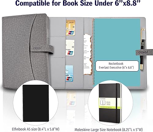 Miniatura 2 de Cubierta de cuaderno de viaje A5 OOKU compatible con Rocketbook Fusion tamaño ejecutivo, cuaderno inteligente reutilizable, planificador Panda,