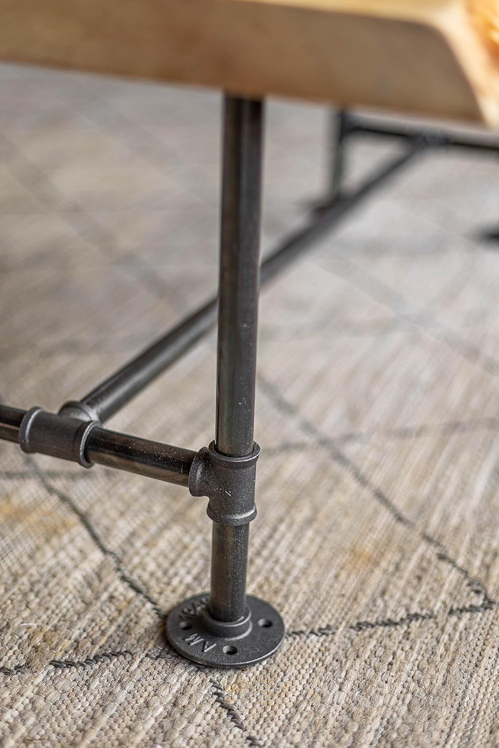 Handcrafted SRLWerks Industrial Pipe & Wood Coffee Table Live Edge Rustic Vintage Coffee Tables — House Modern Coffee Table — Natural Wood Coffee Table — Living Room Furniture (Honey Pine)