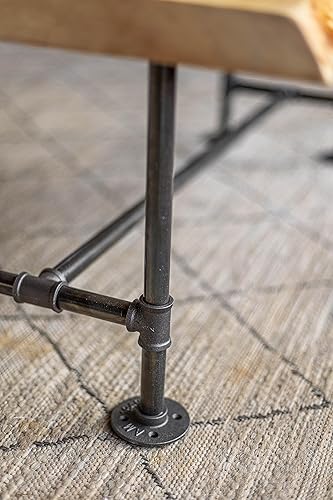 Miniatura 5 de Handcrafted SRLWerks - Mesa de centro industrial de tubería y madera, con borde vivo, estilo rústico, vintage, mesa de centro moderna, mesa de