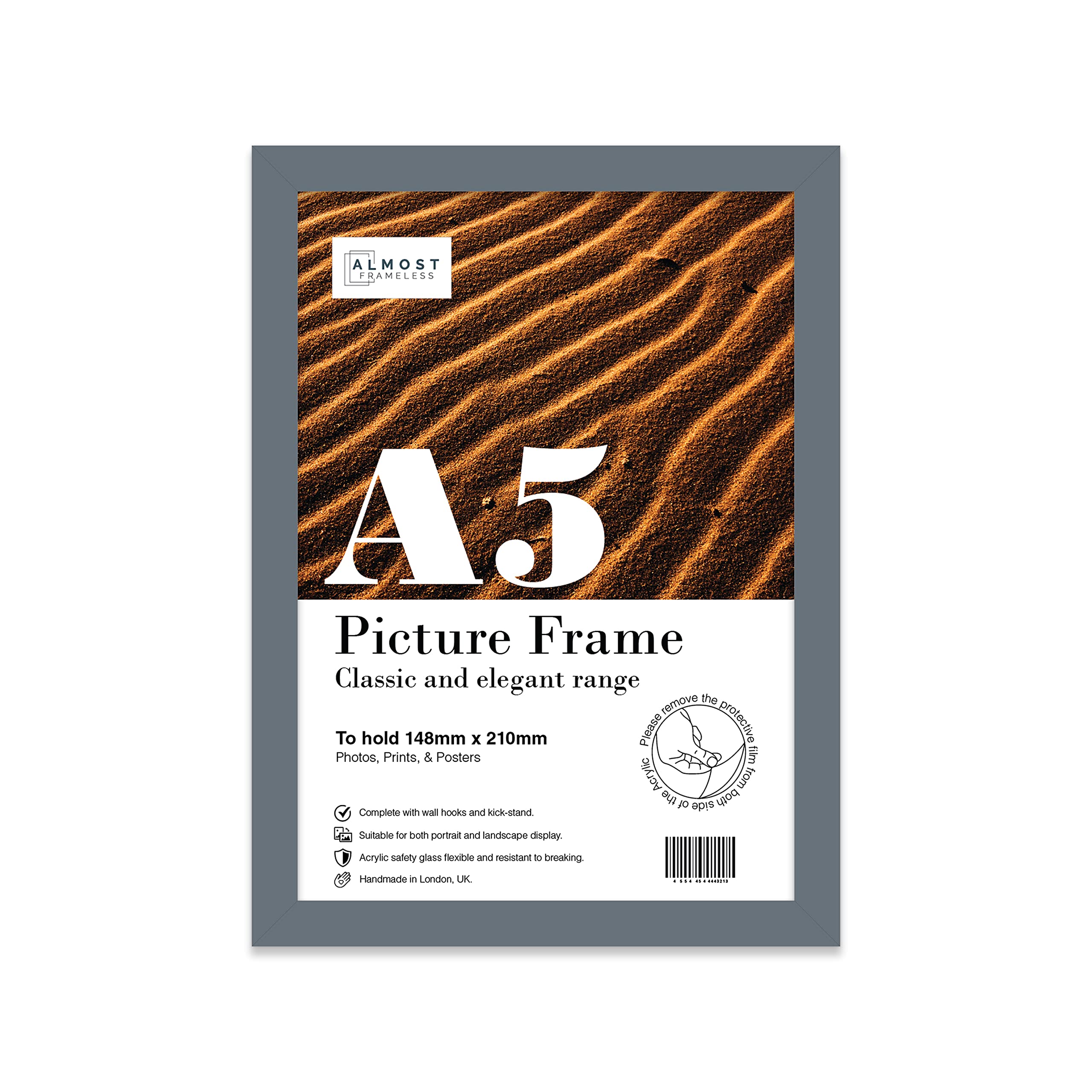 A5 Grey Picture Frame Fits A5 (14.8 X 21Cm5.8 X 8.3In) PosterPhotoArtworkOr Print. from B&Q