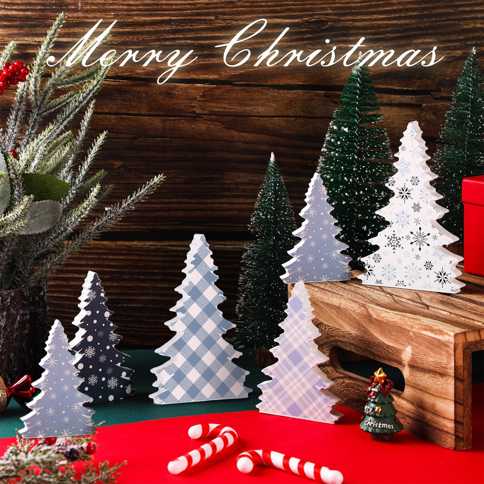 Amazon.co.jp: Soaoo 木製クリスマスツリー 卓上装飾