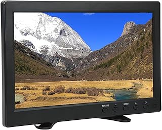 Monitor Portátil de 10,1 Polegadas, Tela LCD TFT de 1366 X 768, Monitor de Computador Com Interface VGA AV BNC USB DC, Alto-falantes Duplos Integrados, Suporte Ajustável,