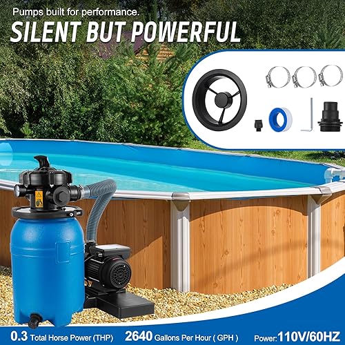 Miniatura 2 de Bomba de filtro de arena de 10 pulgadas, bomba de piscina de 13 HP, 2640 GPH de alto flujo, bomba de filtro de arena para piscina sobre el suelo,