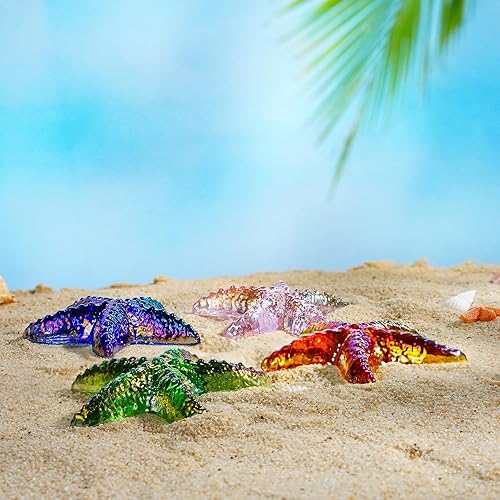 Miniatura 5 de H&D HYALINE & DORA Figura de cristal de estrella de mar verde hecha a mano de cristal de animales marinos, mini estrella de mar coleccionable adorno