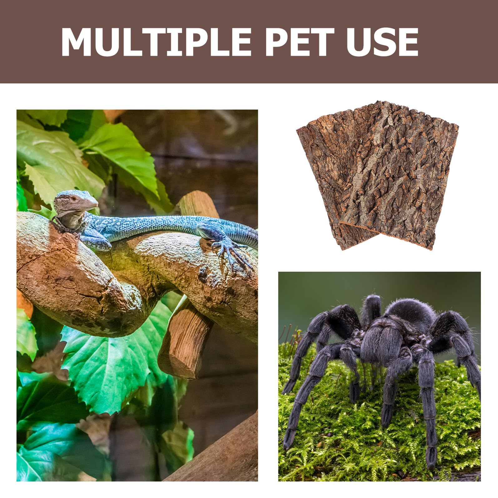 Corteza De Corcho para Terrarios, 2 Unidades 100 x 50 Cm, Superficie Resistente para Reptiles como Lagartos y Serpientes, Adecuada para Ambientes Interiores