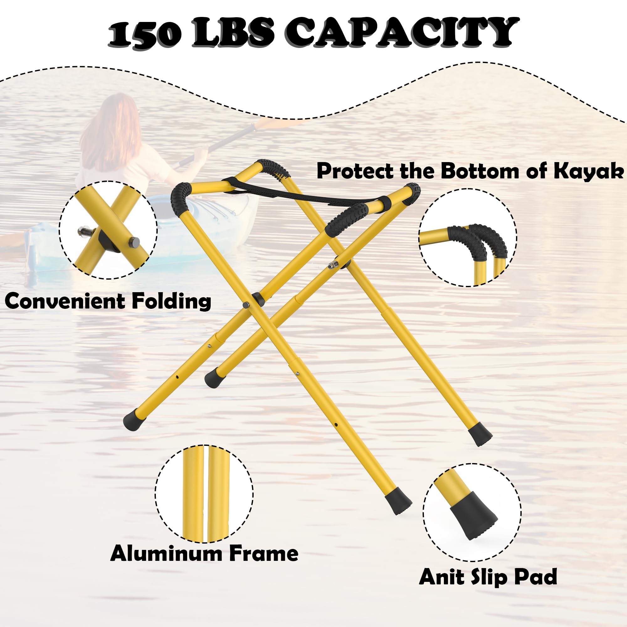 2 PACK Foldable Kayak Stand, Aluminum & Portable Racks