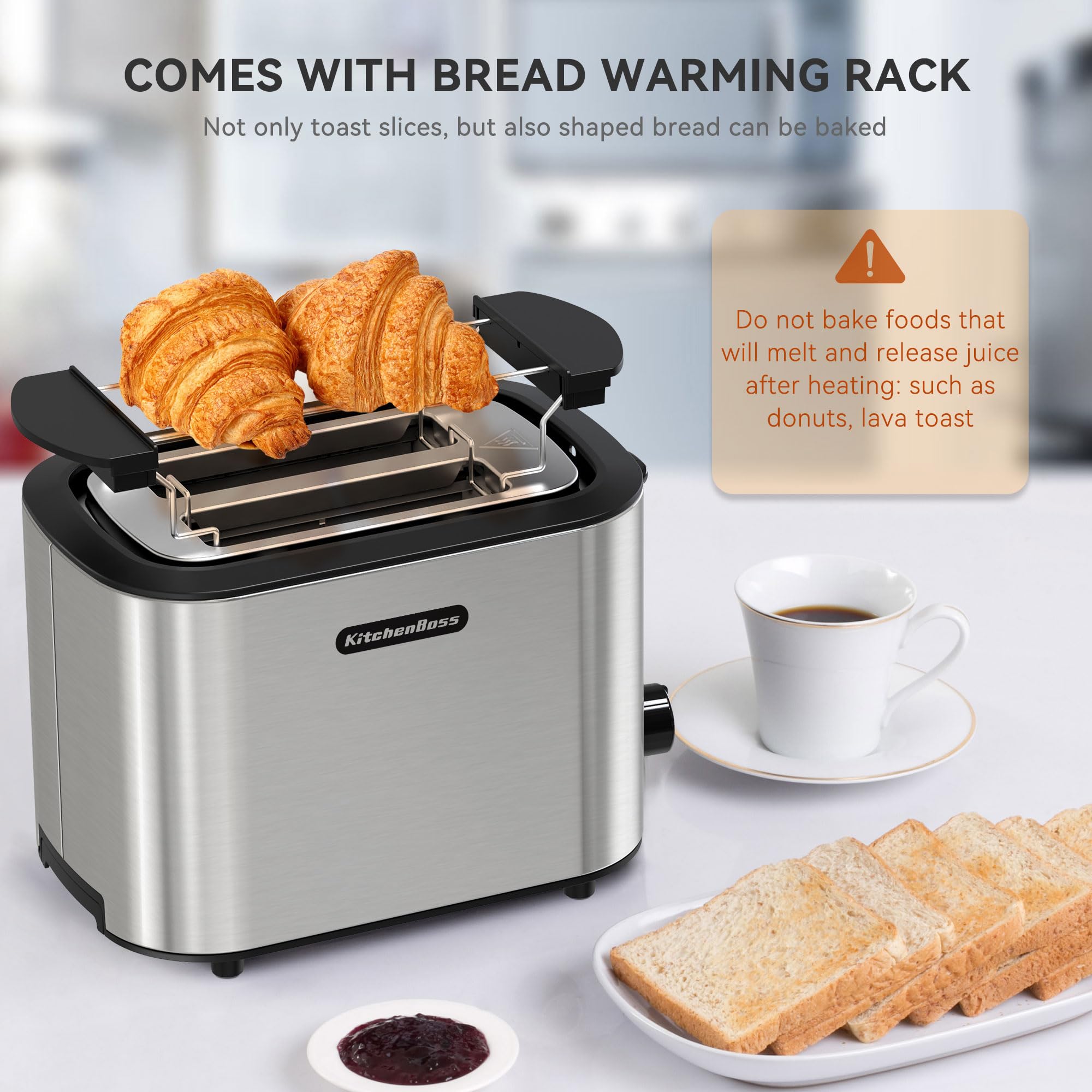 SEVERIN automatische broodrooster, voor 2 sneden brood, roestvrijstalen broodsneetjes centreerder, opwarm- en ontdooifunctie, instelbare bruiningsgraad, automatische uitschakeling, 850 W, wit, KA 4324