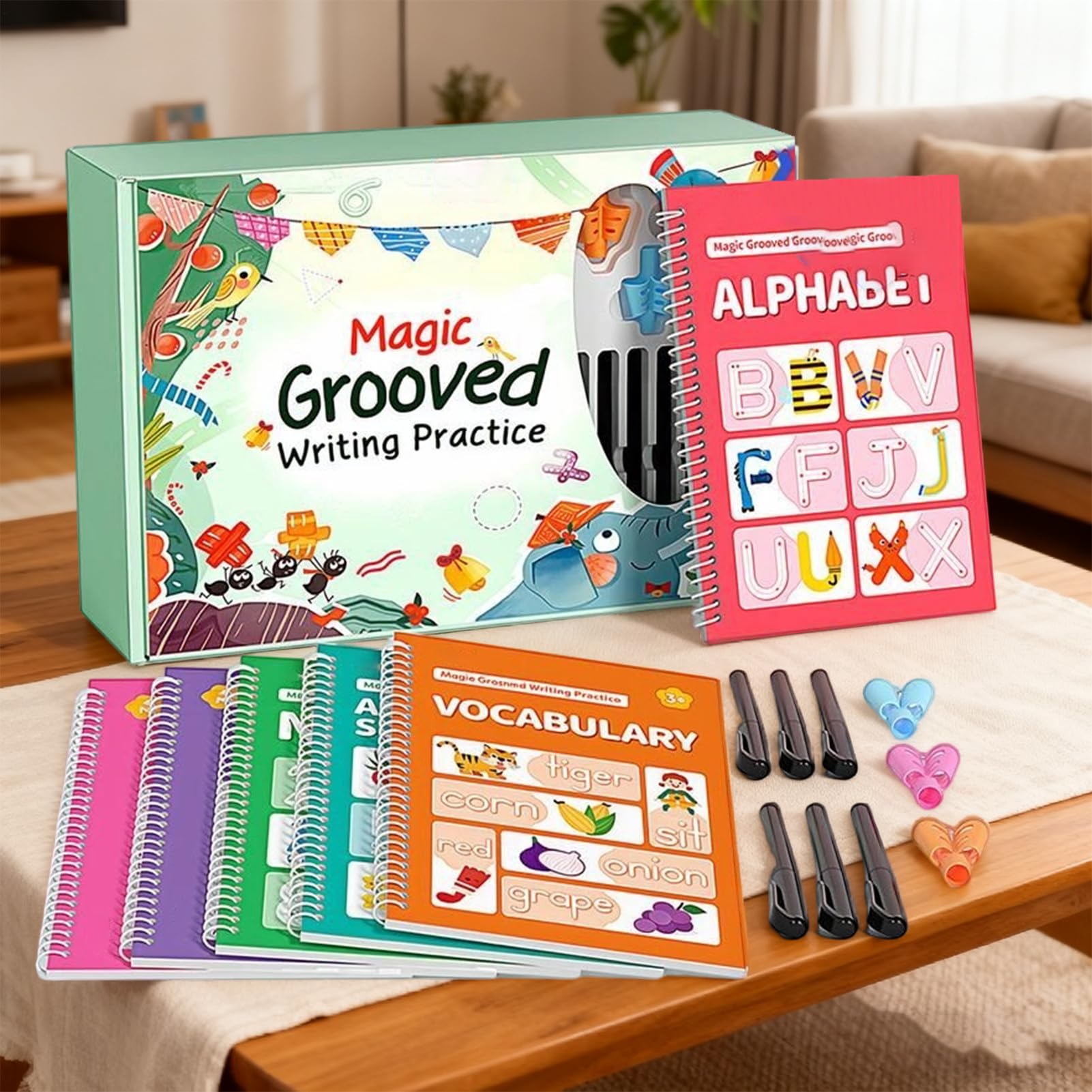 Quaderno Di Scrittura Quaderno Riutilizzabile Con Scanalature | Libro Di Esercizi Di Scrittura Con Impugnature Per Penna Per Scuola Materna Ricalco Bambini Piccoli Ragazzi E Ragazze