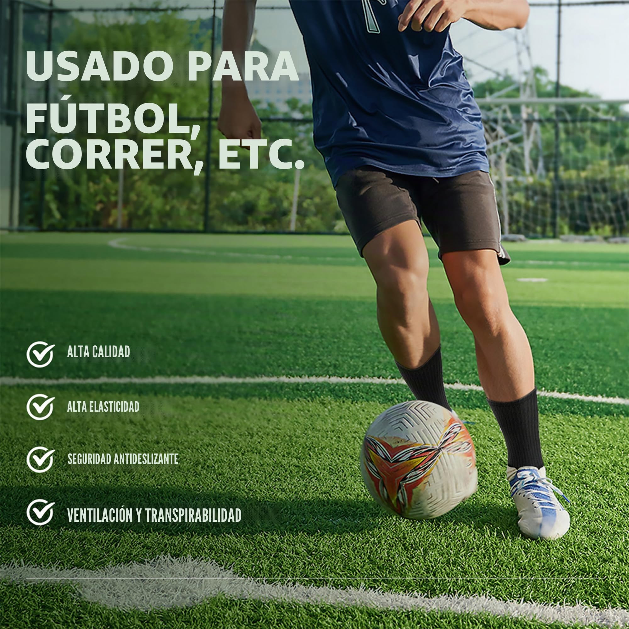 Calcetines de fútbol para hombre antideslizantes 2 pares 35-39 39-46 46-50