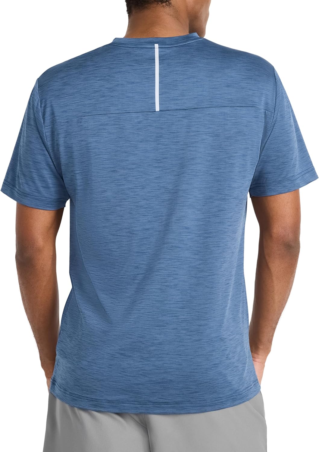 Reebok Mens Reflective Small Logo Crewneck T-Shirt, Standard Fit, Lightweight Cool Touch Jersey Fabric - Image 2