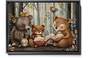 Bear and Fox Wall Art for Book Lovers: A Delightful Canvas Adorned with Literary Animals