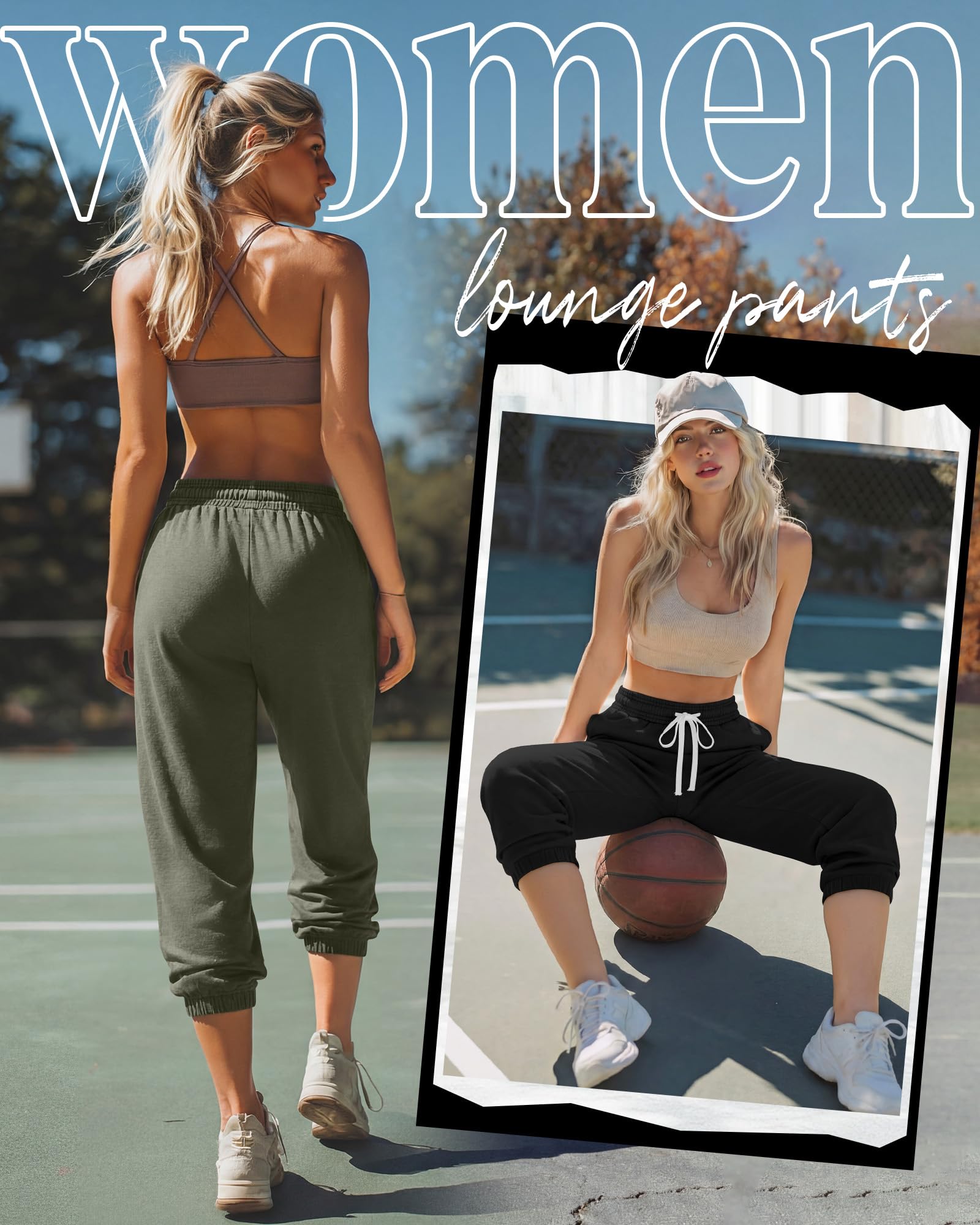 Ficerd 3 Pezzi Pantaloni della Tuta Capri da Donna Pantaloni da Jogging Estivi Casual Sportivi Cropped Pantaloni da Salotto a Vita Alta Sportivi con Tasche