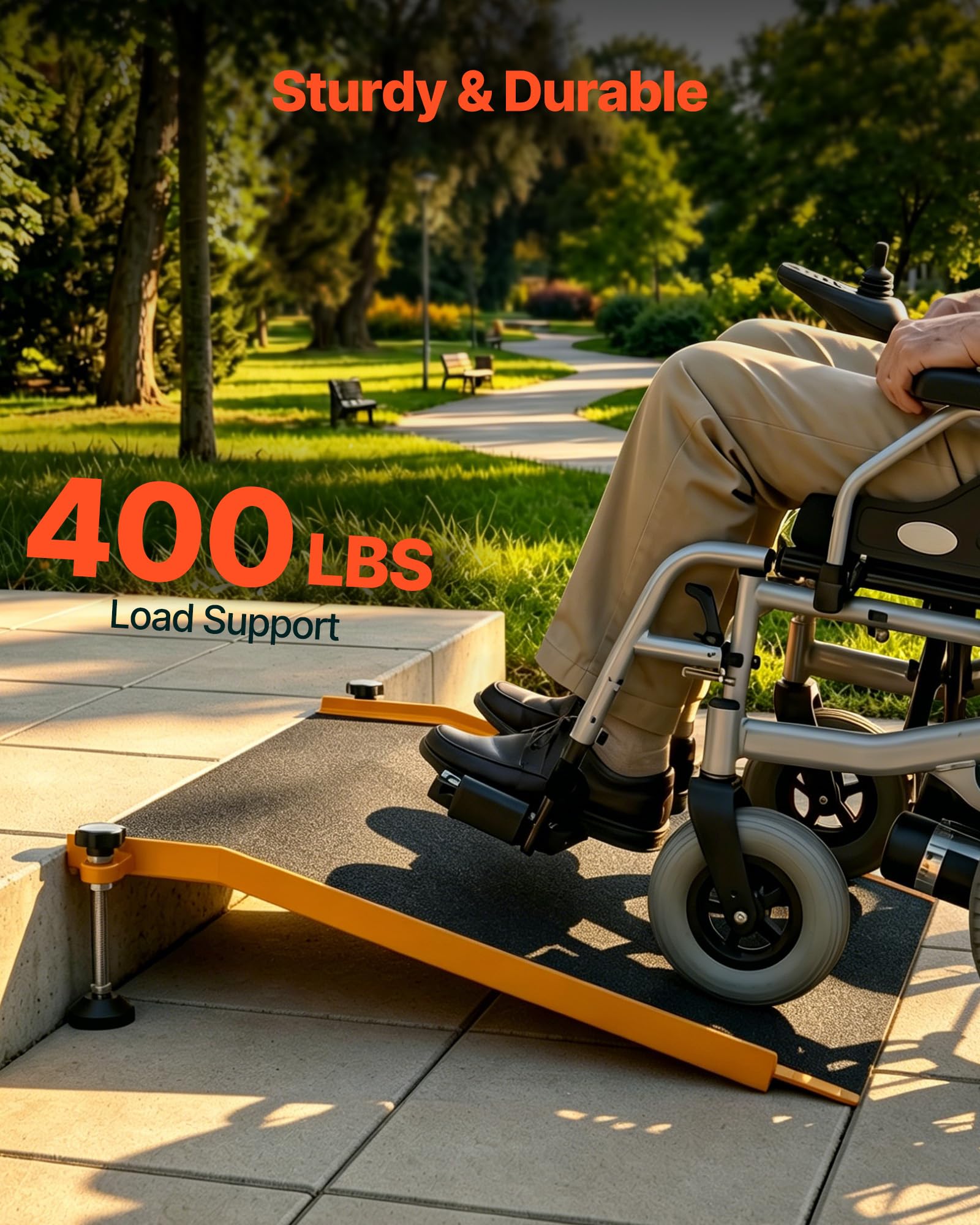 VEVOR Rampa para Silla de Ruedas de 670 x 810 mm, Rampa de Umbral de Aluminio Antideslizante, Capacidad de Carga 181,4 kg, Plataforma para Entradas, Garajes, Andadores, Puertas, Scooters y Carros
