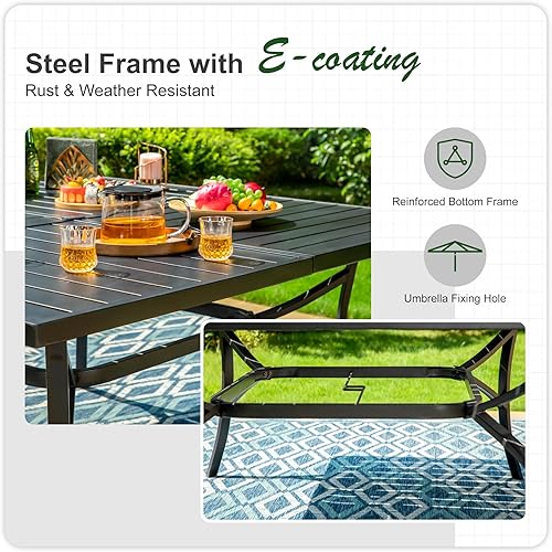 Miniatura 30 de Sophia & William Mesa de comedor cuadrada de 37 pulgadas para patio al aire libre con agujero para sombrilla de 1.57 pulgadas, mesa resistente a
