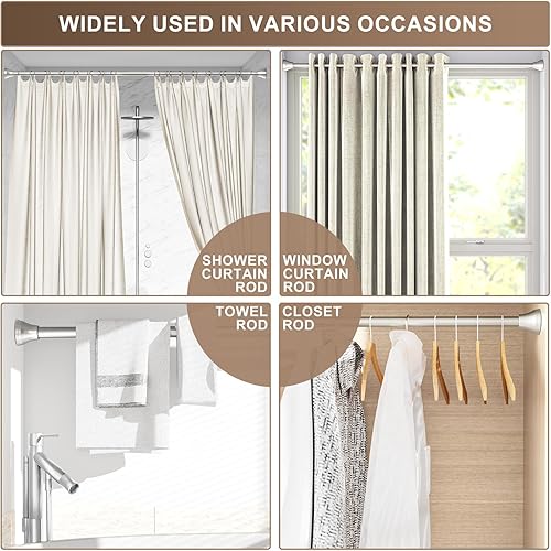 Miniatura 7 de Euplar - Barra de cortina de ducha de tensión, barra de cortina de ducha ajustable de 43 a 72 pulgadas, sin taladro, a prueba de óxido, barras de