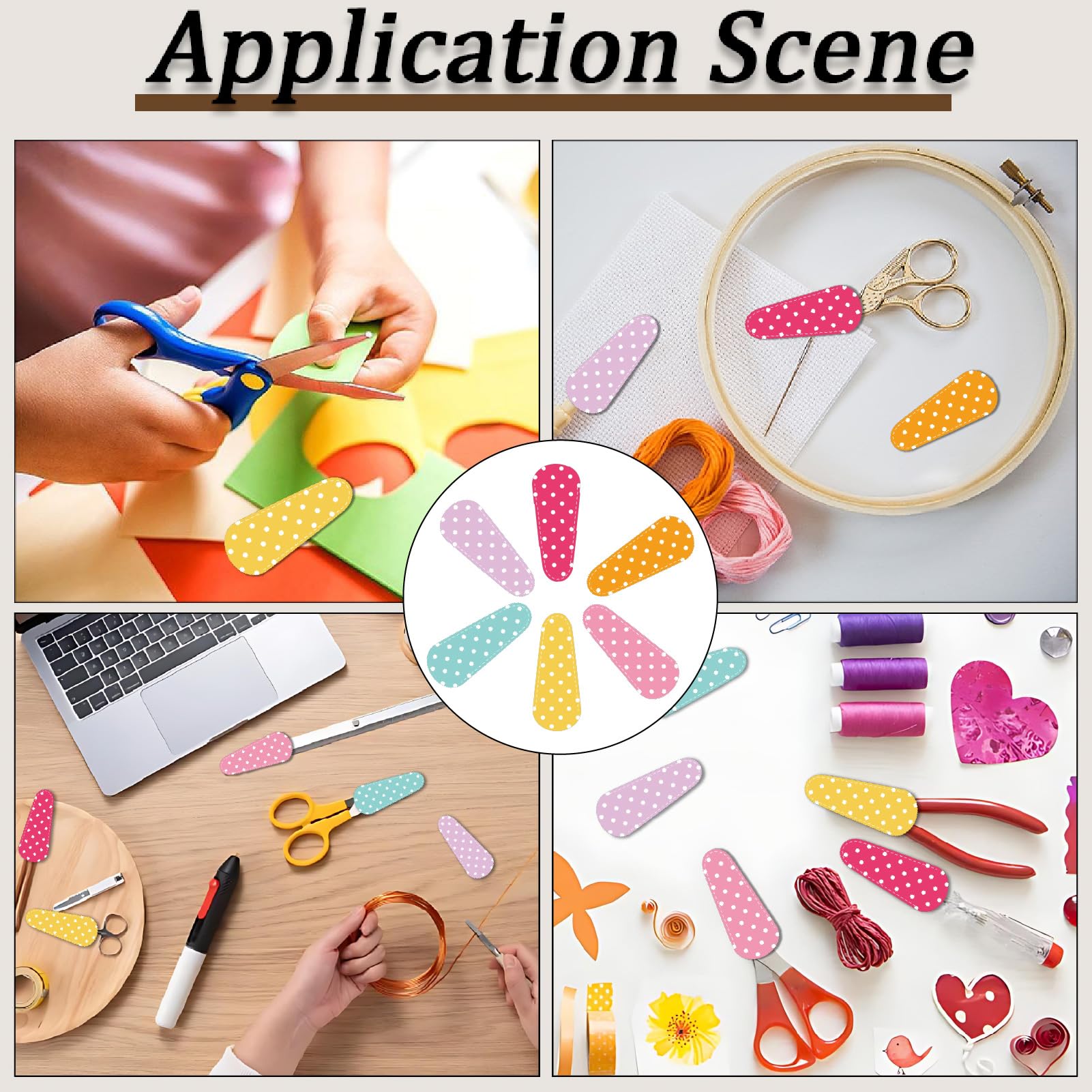 CREATCABIN 6Pcs PU Leather Scissor Sheaths Scissors Protective Covers Polka Dot Sewing Sheath Scissor Tip Covers Portable Collect Bags for Eyebrow Trimming Beauty Tool Protection Cover Bags 2.5x6.5cm - Image 4