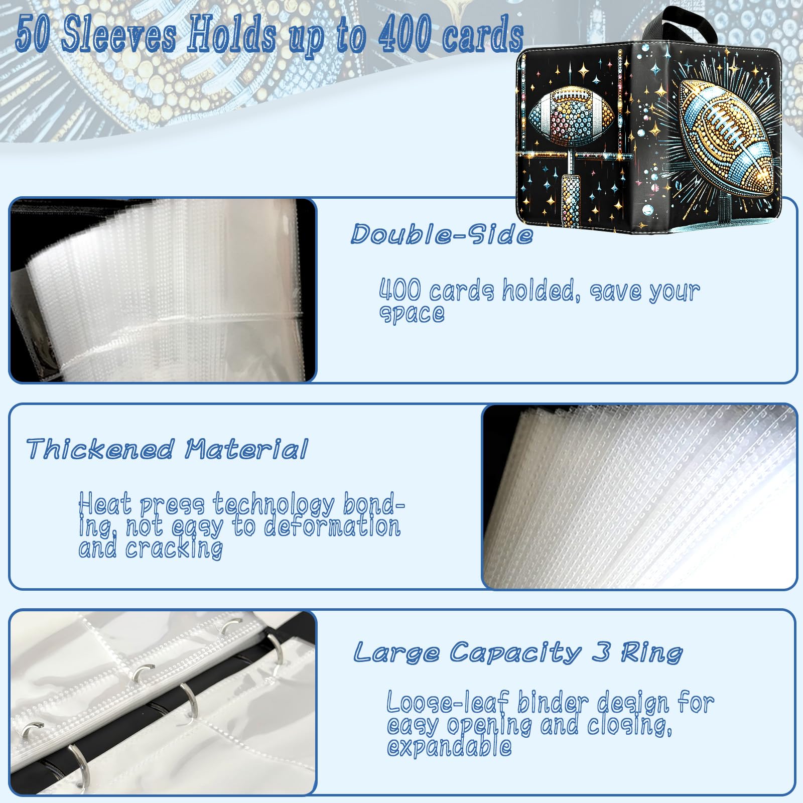 Fußballkartenbinder 400 Taschen, Sammelkartenbinder 4 Taschen