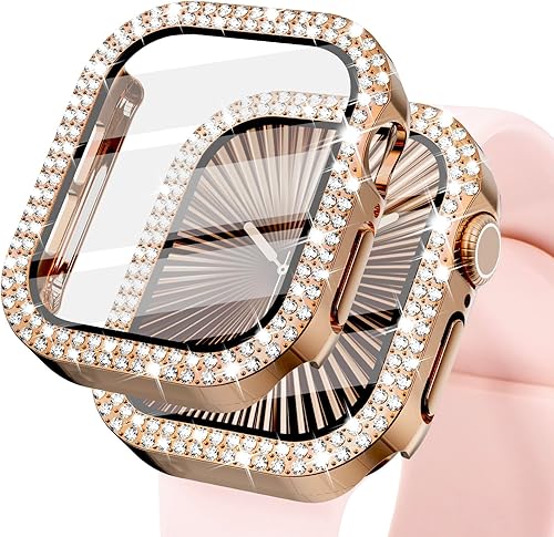 KADES - Funda protectora brillante compatible con Apple Watch Series 8 y Series 7 de 41mm, con protector de pantalla incorporado (41mm, color oro