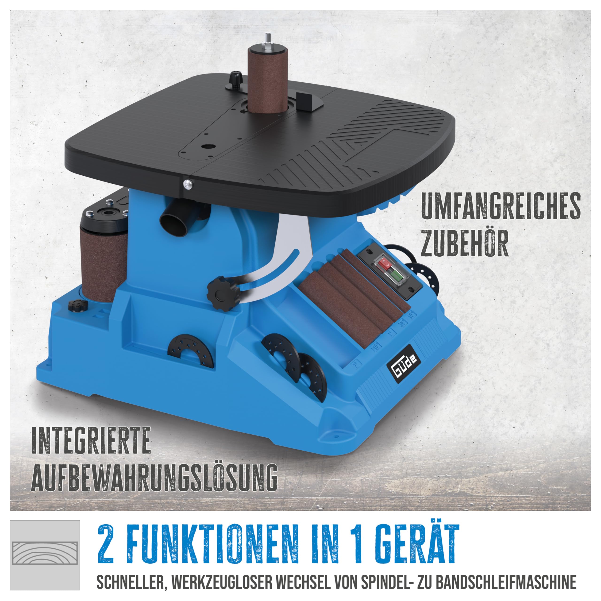 Triton - Oscillerende spindel- en bandschuurmachine, 450 W TSPST450 (977604) & Triton tss80g aluminiumoxide schuurhulzen, 6-delig