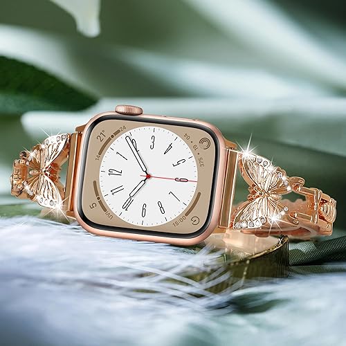 Miniatura 2 de Wipalor, compatible con la malla para reloj de Apple de 38mm y 40mm, liviana para mujer, pulsera fácil de ajustar, diamante brillante en la