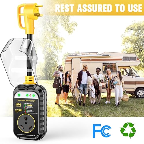 Miniatura 63 de GEARGO - Protector contra sobretensiones de 50 amperios, analizador de circuitos, protección completa (9500 julios), enchufe adaptador