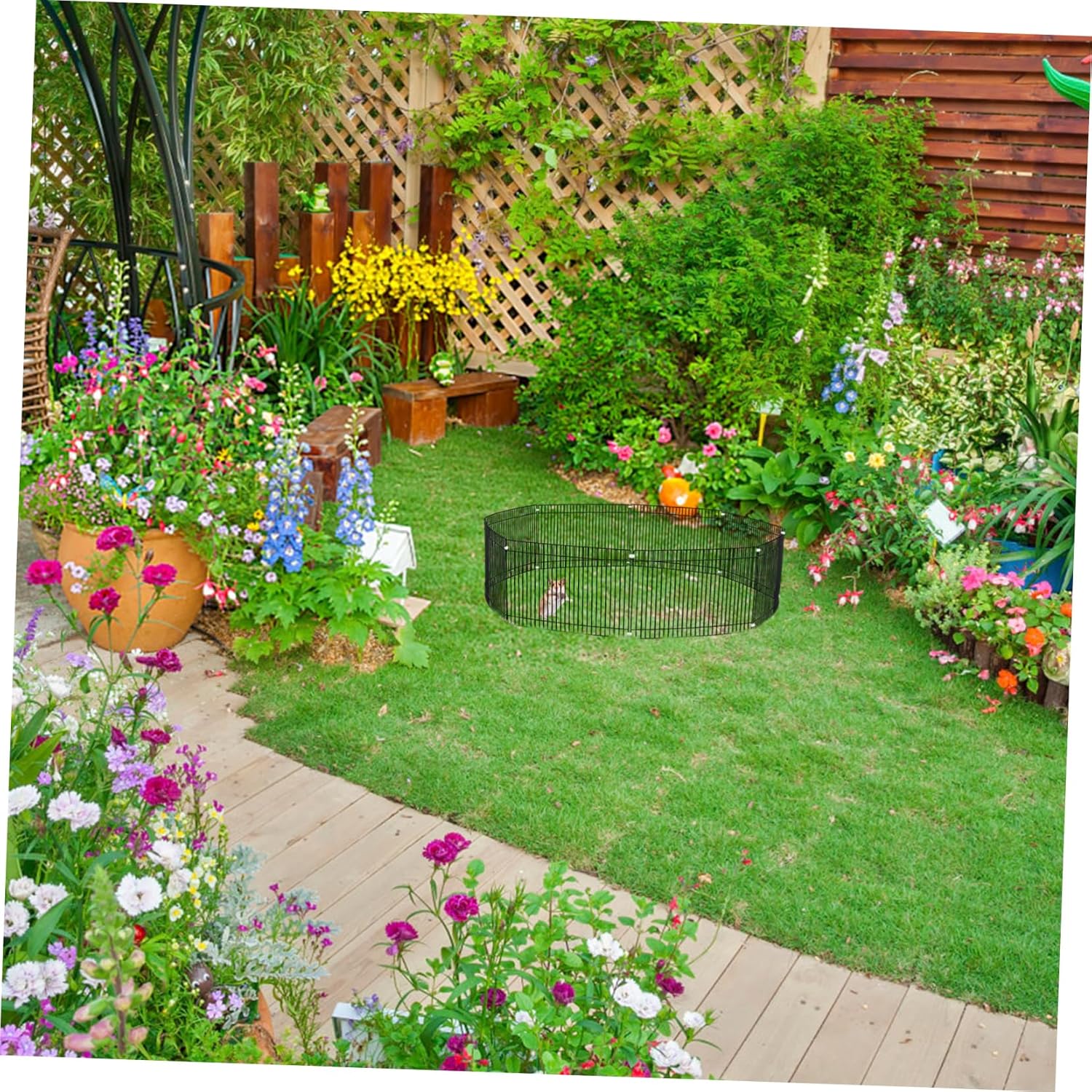 Kisangel 8pcs Portable Detachable Pet Fence for Small Animals Metal Playpen for Hamsters Bunnies and More for Use Panels