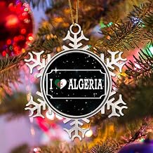 Algeria Snowflake Metal Xmas Tree Keepsake Algeria I Love Christmas Ornaments for Tree National Symbolic Christmas Party Supplies Housewarming
