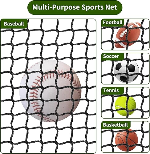 Miniatura 3 de NQB Baseball Softball Backstop Nets - Heavy Duty Sports Nets, Sports Netting Barrier with 33FT Rope & Steel Hanging Kit, Sport Nets for Baseball