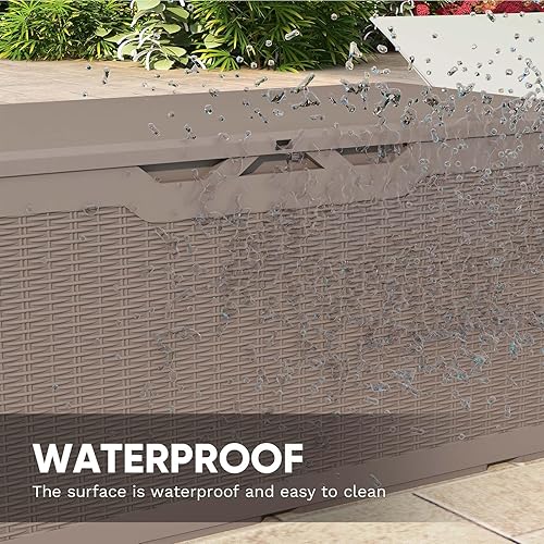 Vista 62 de Patiowell Caja de resina de 100 galones, caja de almacenamiento grande impermeable para muebles de patio y herramientas de jardín, color negro