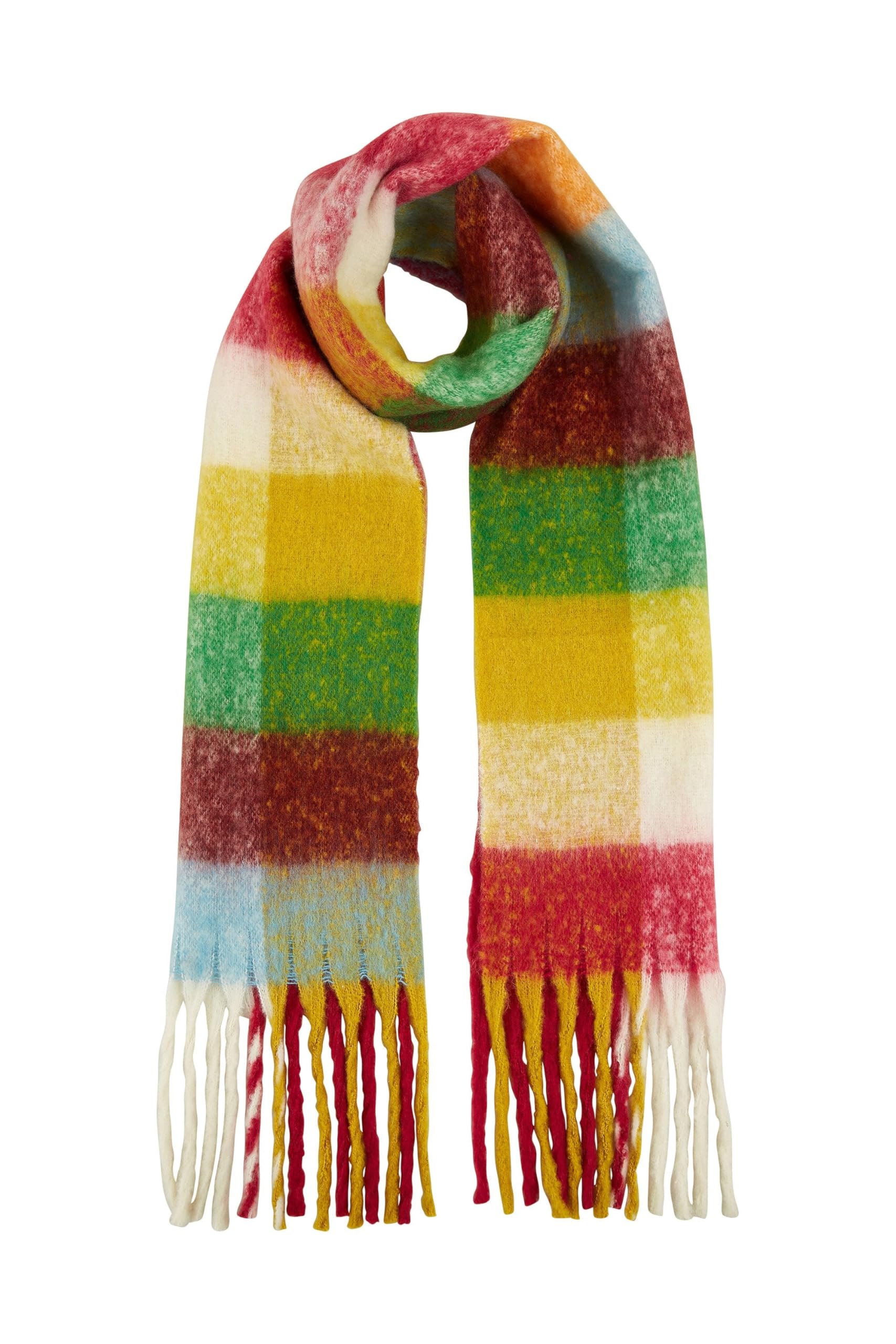 Yumi Multicolour Check Fluffy Scarf One Size Multi