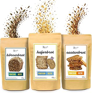 Marcel's Keto Brot 3er-Probier-Set | LowerCarb Brotbackmischung mit bis zu 80% weniger Kohlenhydraten | Saaten-, Körner- & Haferbrot | Vegan, High Protein & Sauerteig | Ofenfertig in 1 Minute