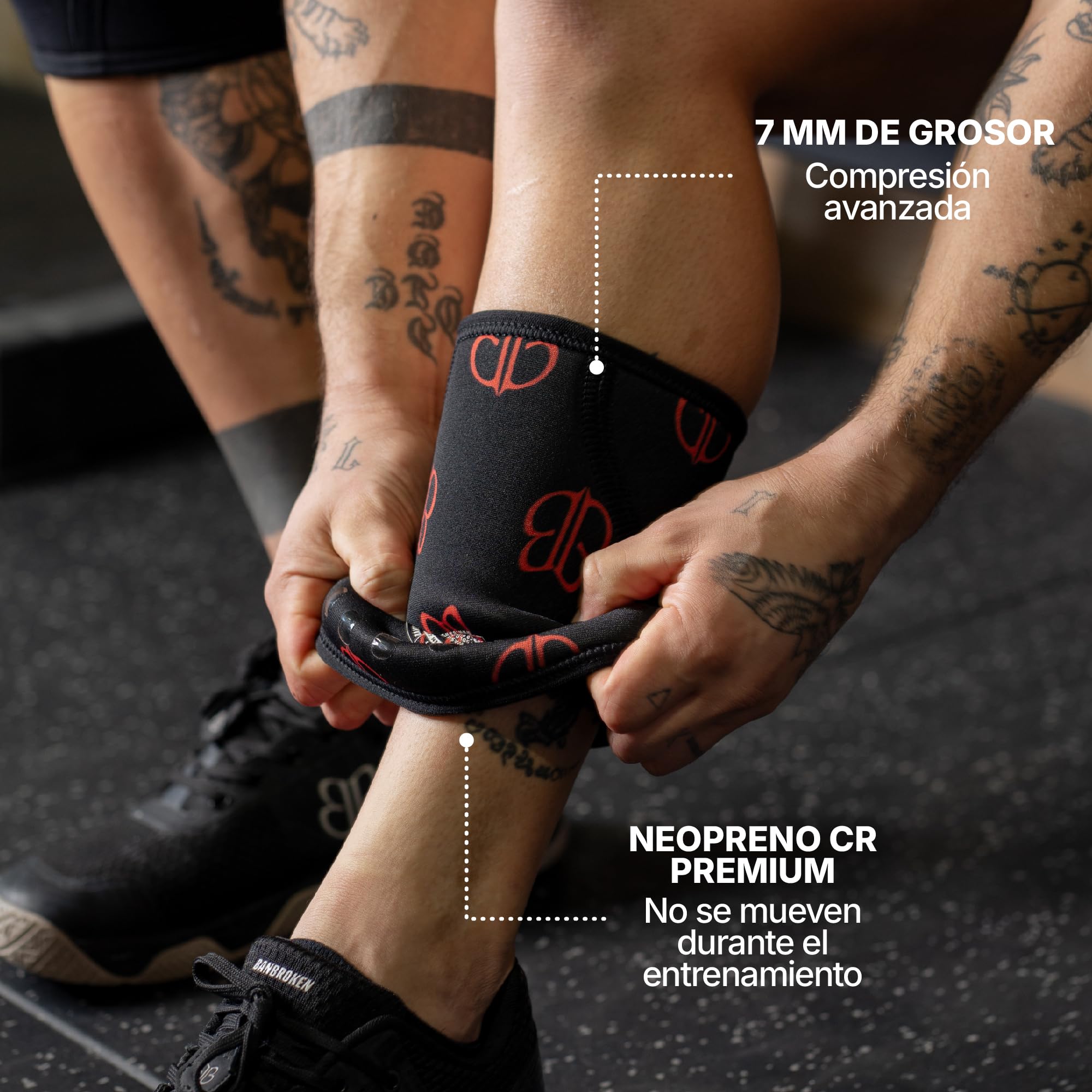 Banbroken | Rodilleras de Neopreno Pro V | Cross Training y Powerlifting | Material Premium | Soporte para menisco y ligamento | Levantamiento de pesas | 7 mm | 2 uds | L | Negro