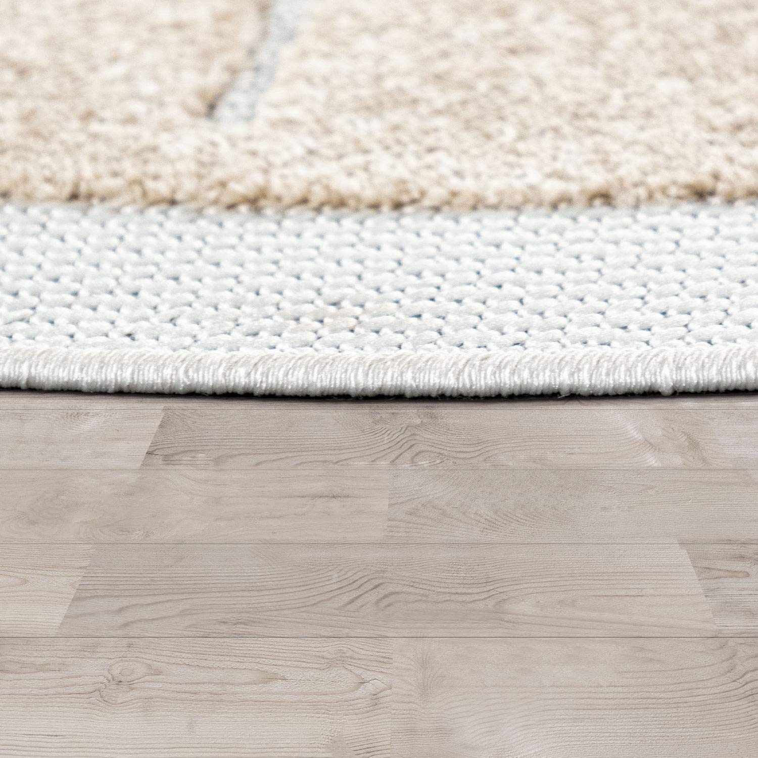 Paco Home Vloerkleed Kinderkamer Jungledieren Giraf Leeuw Aap Zebra Beige/Crème, Maat: 120 cm rondje