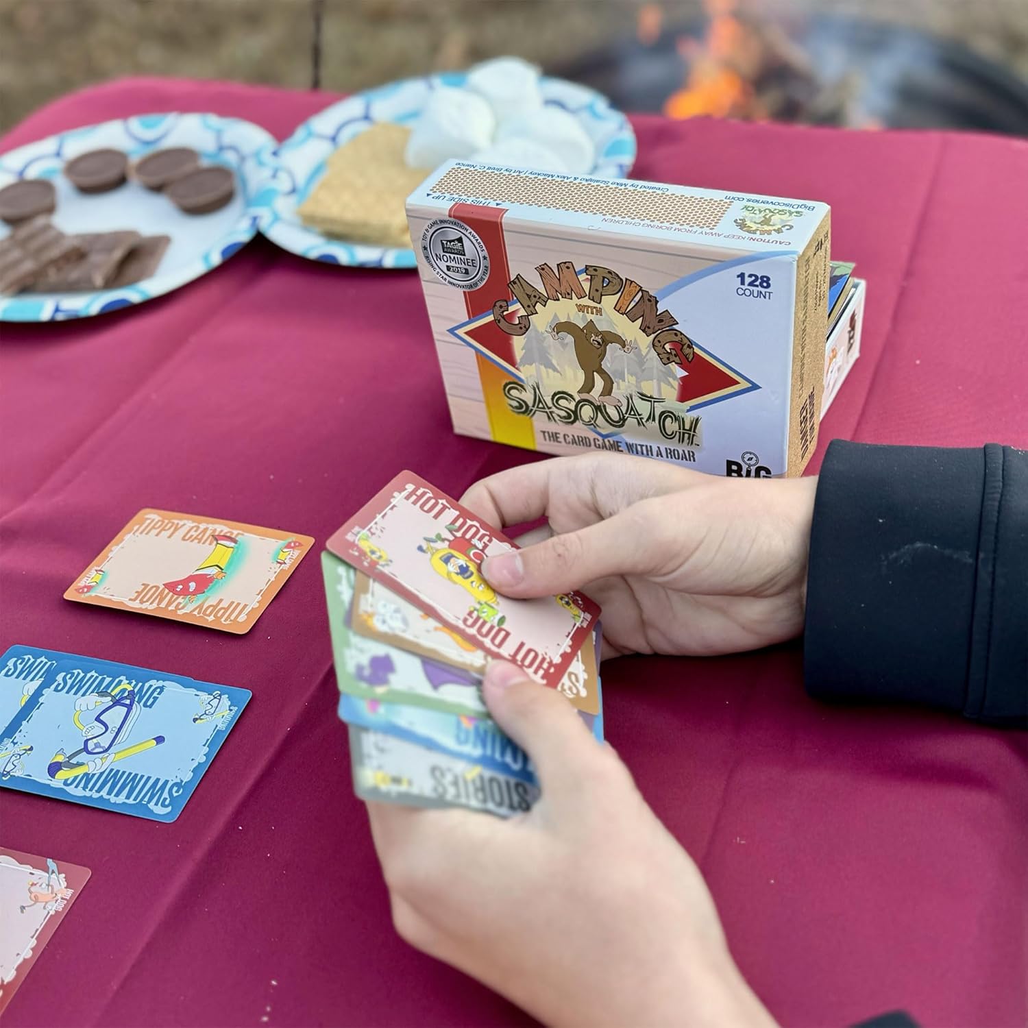Camping with Sasquatch by Big Discoveries - A 128-Count Family Card Game with a Roar! | Fun Rummy Meets Slapjack Card Games for Kids, Teens, Adults, and Families