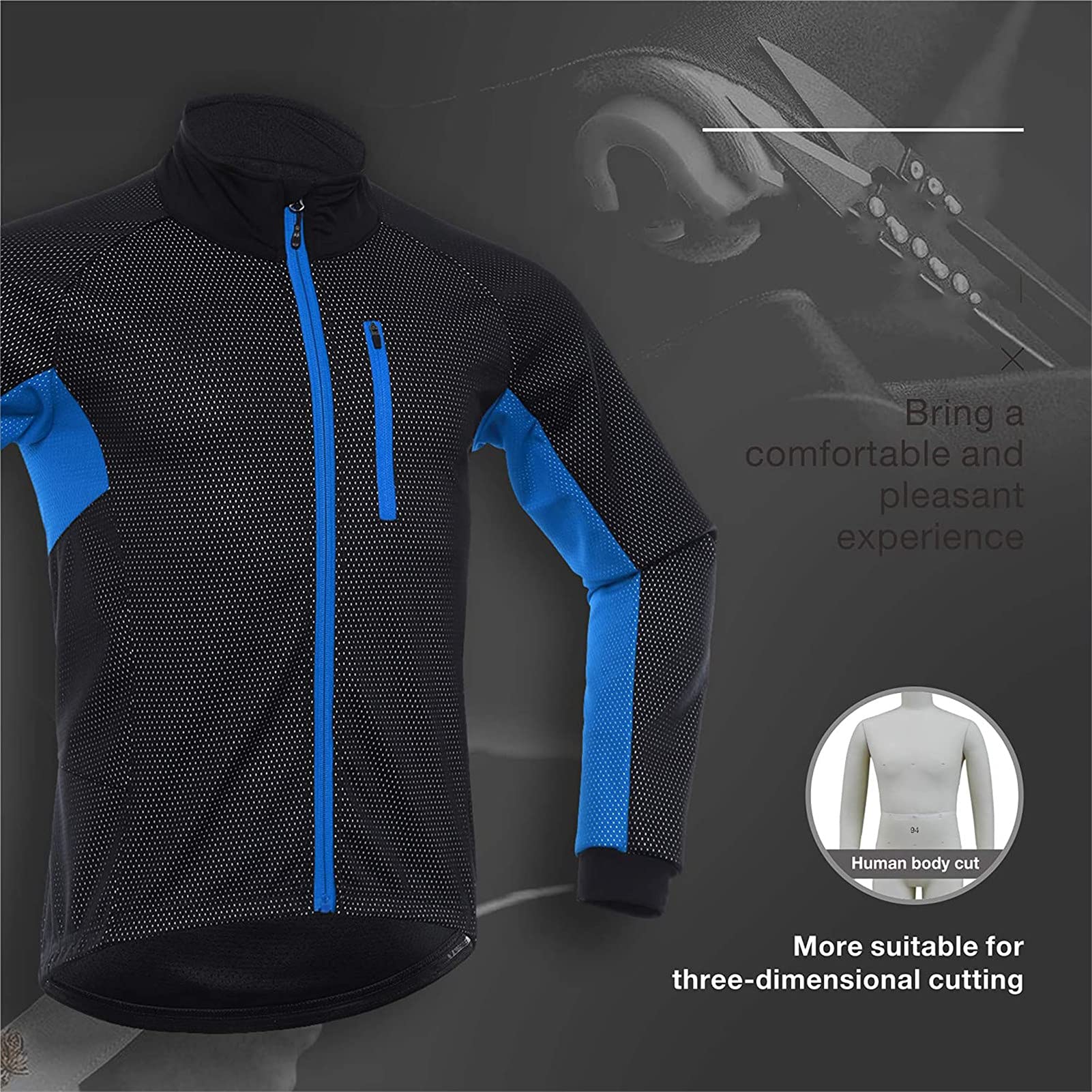 Chaqueta Térmico Ciclismo Bicicleta Running Deportes a Prueba de Viento para Hombres Mujeres, Ropa Reflectante Deportiva