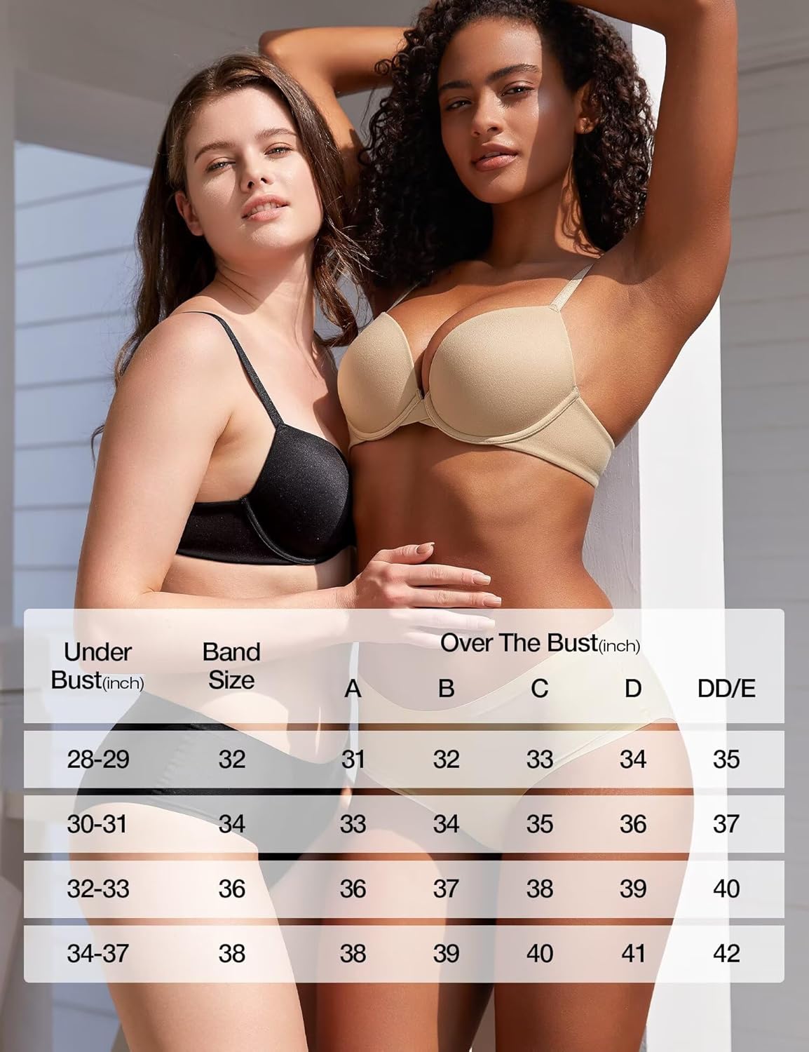 Deyllo Women's Push Up Bra Padded Underwire T-Shirt Smooth Plunge Deep V Lift Up Add One Cup
