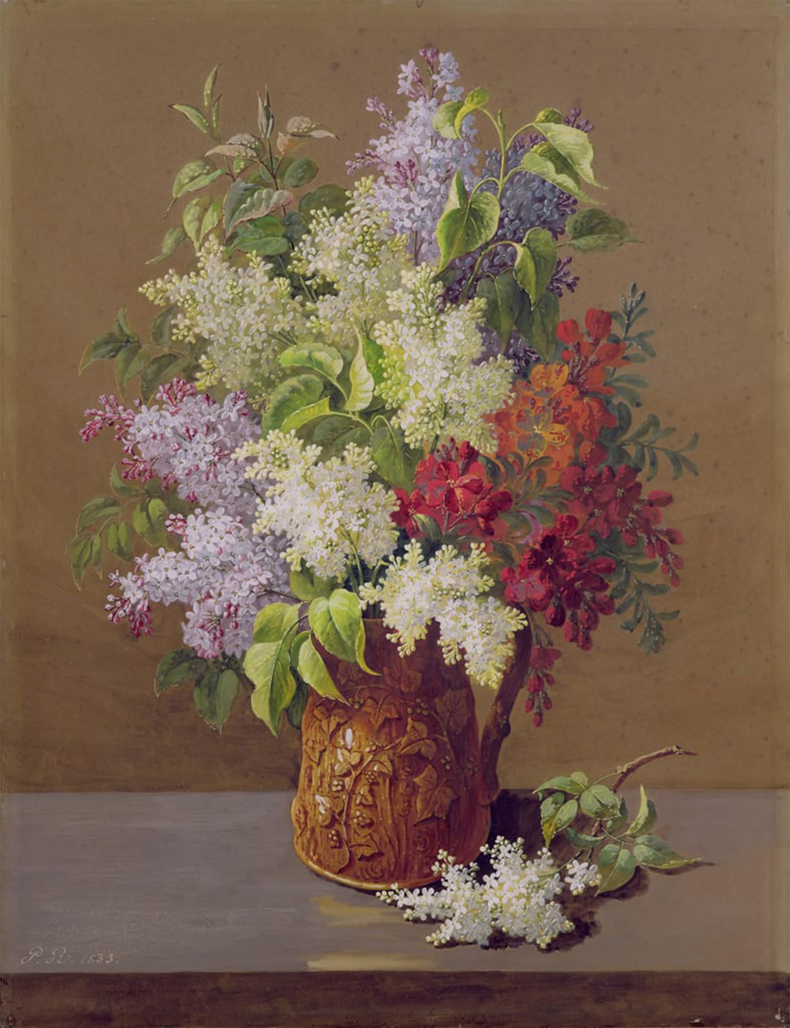 POSTERIIk Famous Animal Posters Vintage Picture Vase of Lilacs by Pierre Redouté Modern Wall Decor for Home Decor 60x90cm