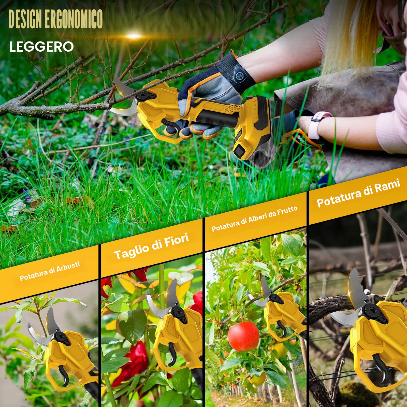 Cesoia elettrica a batteria per alberi da giardino 2 IN 1 con barra telescopica per Dewalt 20V 18V, motore senza spazzole, elettrica, sega a batteria, LCD per il taglio di alberi da frutta (senza