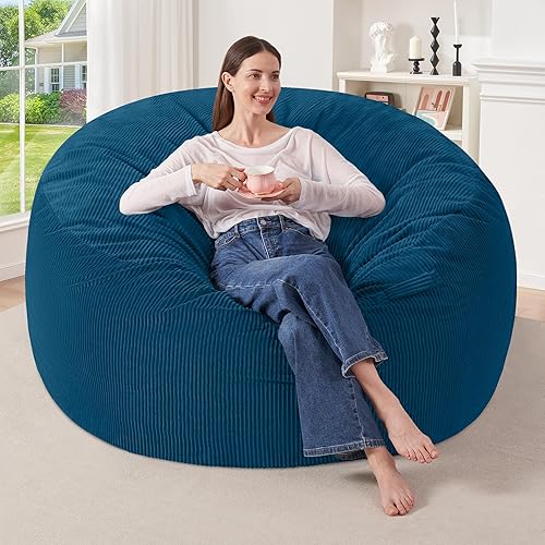 HABUTWAY Silla Puf de 4 Pies, Sillas Puf Gigantes para Adultos, Sillas Puf Grandes con Relleno de Espuma Viscoelástica, Sillas Puf Grandes con Funda