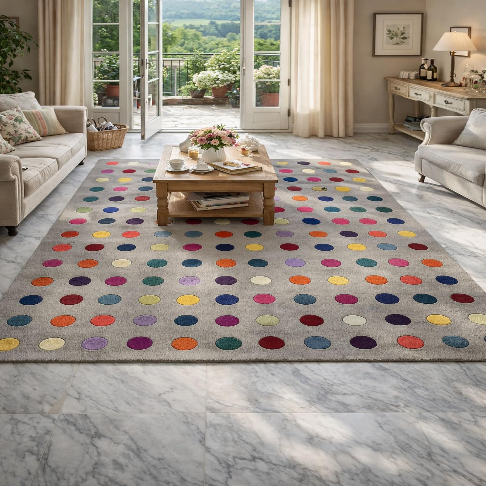 Tapis lavable 160x200cm antidérapant et géométrique moderne pour un salon facile à entretenir